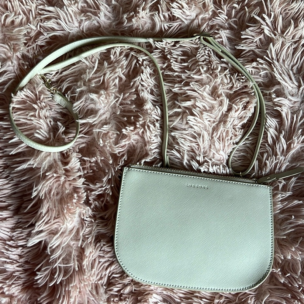 Lo & Sons Waverley 2 Large Saffiano Leather Convertible Bag Ivory/Gold/Camel